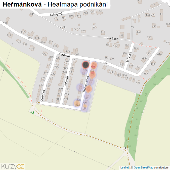 Mapa Heřmánková - Firmy v ulici.