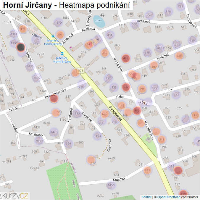 Mapa Horní Jirčany - Firmy v části obce.