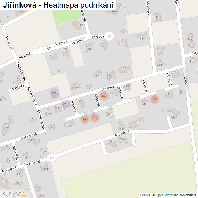 Mapa Jiřinková - Firmy v ulici.