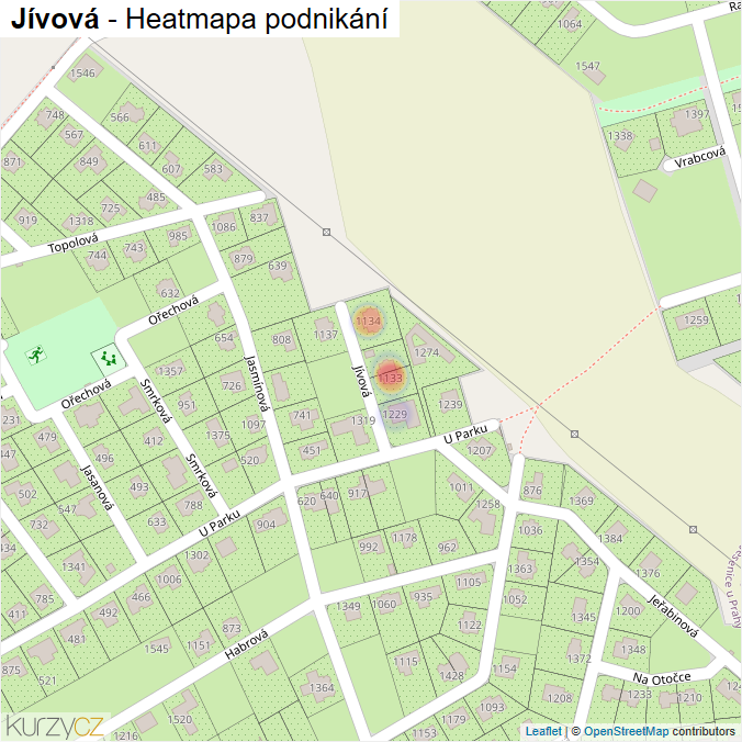 Mapa Jívová - Firmy v ulici.