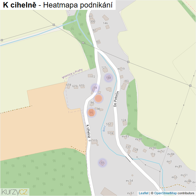 Mapa K cihelně - Firmy v ulici.