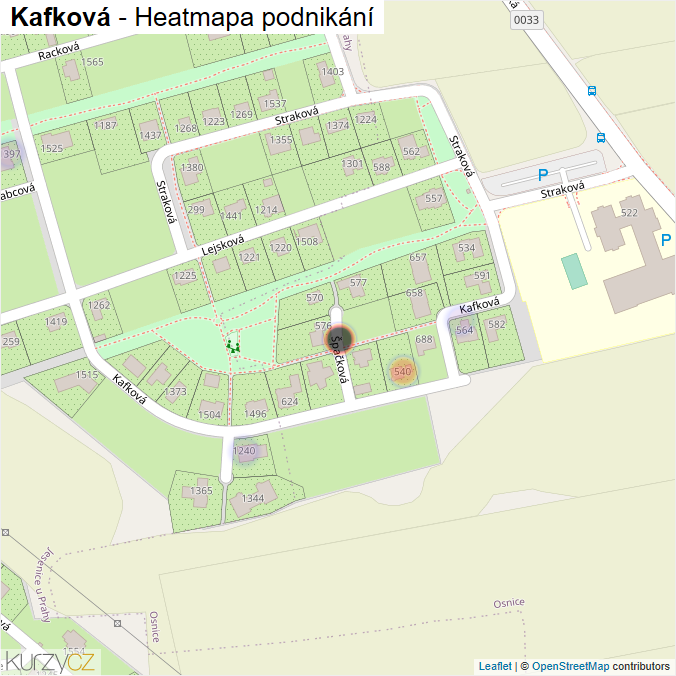 Mapa Kafková - Firmy v ulici.