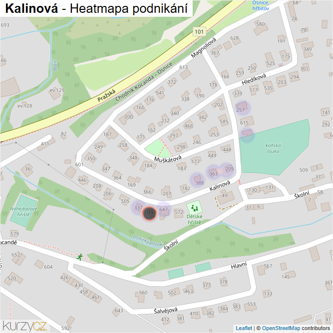 Mapa Kalinová - Firmy v ulici.