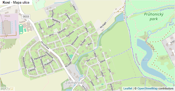 Kosí - mapa ulice