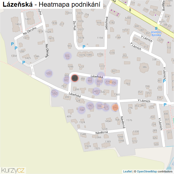 Mapa Lázeňská - Firmy v ulici.