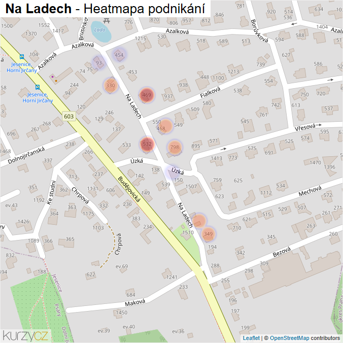 Mapa Na Ladech - Firmy v ulici.