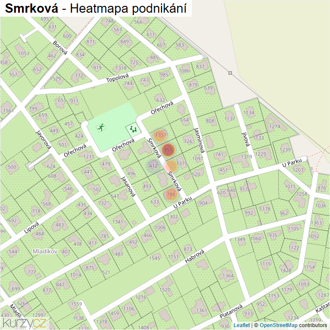 Mapa Smrková - Firmy v ulici.