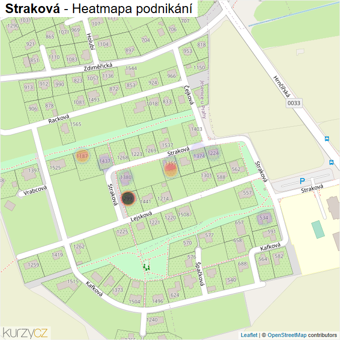 Mapa Straková - Firmy v ulici.