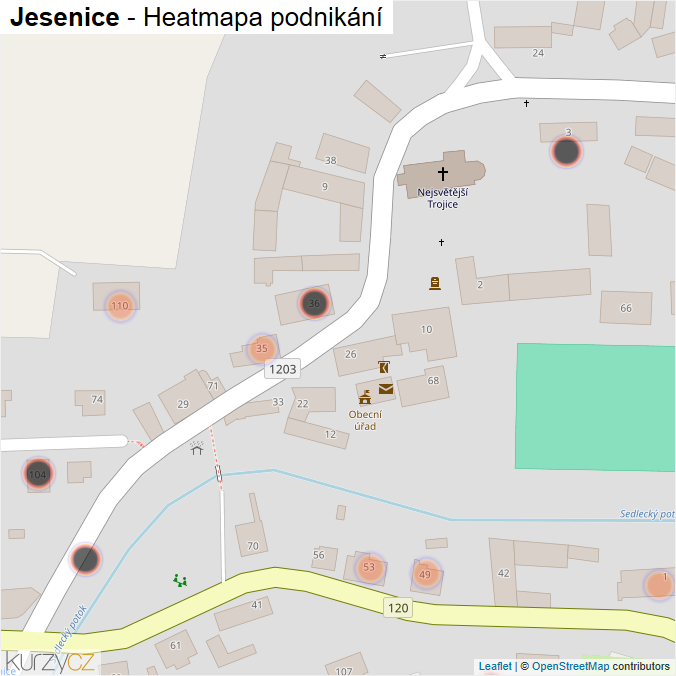 Mapa Jesenice - Firmy v obci.