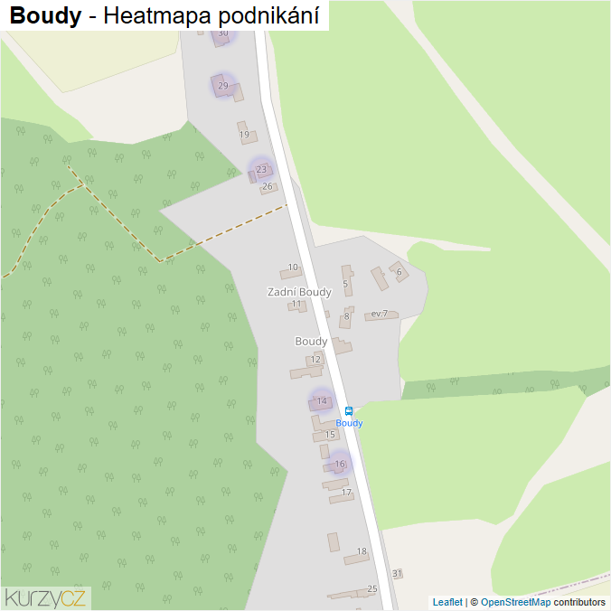Mapa Boudy - Firmy v části obce.