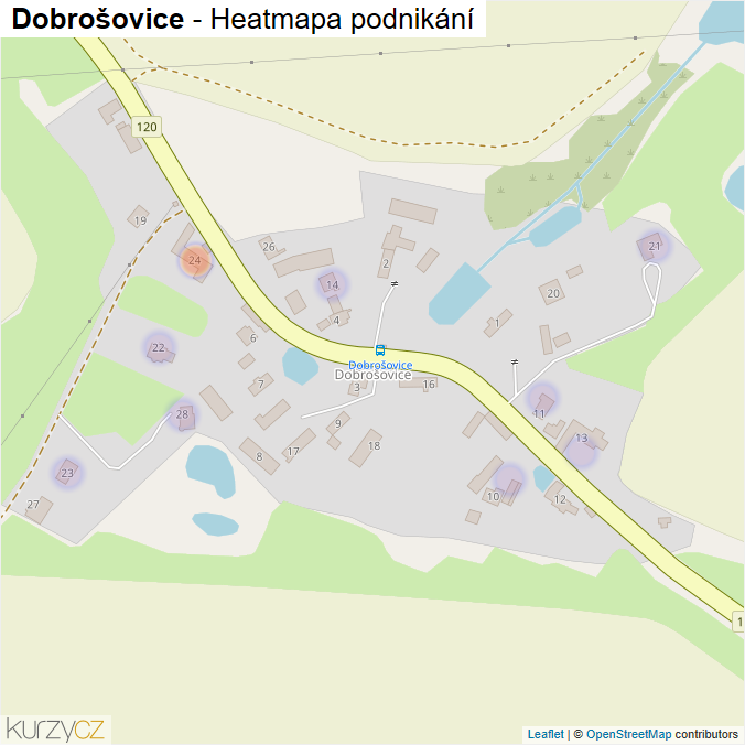 Mapa Dobrošovice - Firmy v části obce.