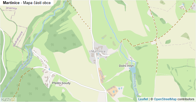 Martinice - mapa části obce