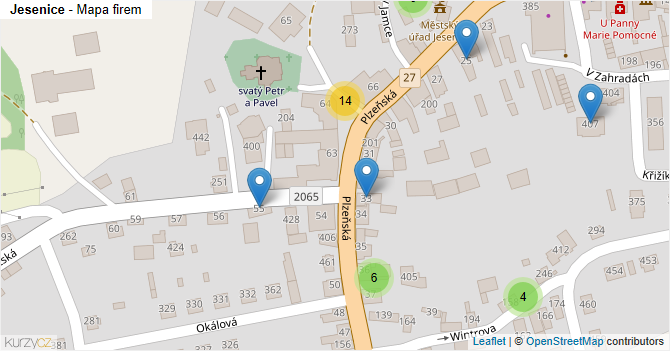 Jesenice - mapa firem