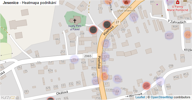 Jesenice - mapa podnikání