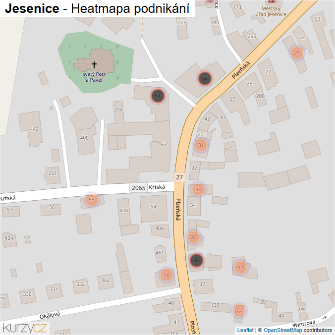 Mapa Jesenice - Firmy v obci.