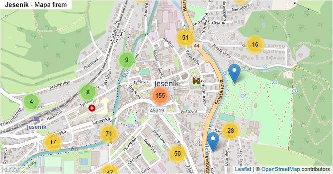 Jeseník - mapa firem