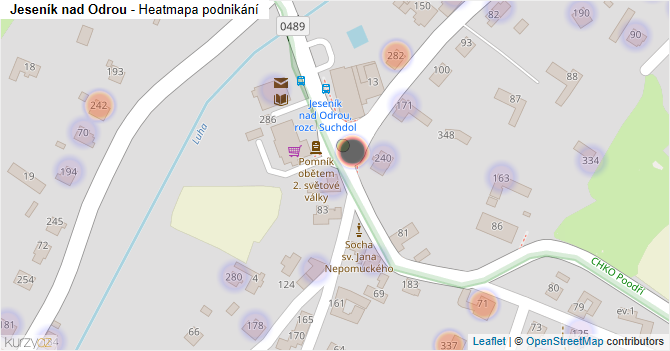 Jeseník nad Odrou - mapa podnikání