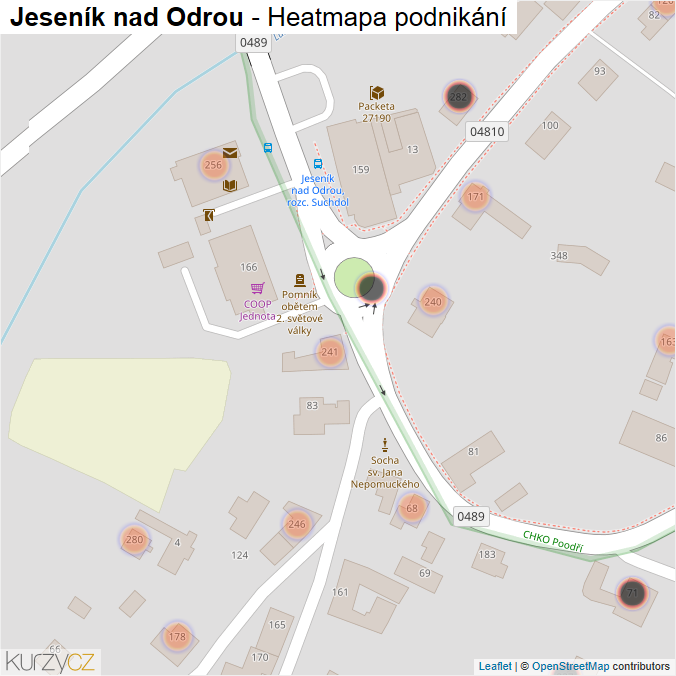 Mapa Jeseník nad Odrou - Firmy v obci.