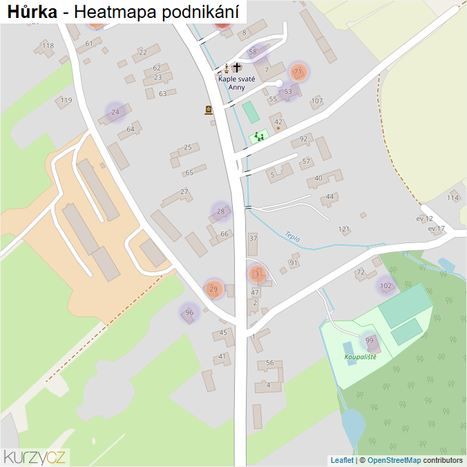 Mapa Hůrka - Firmy v části obce.