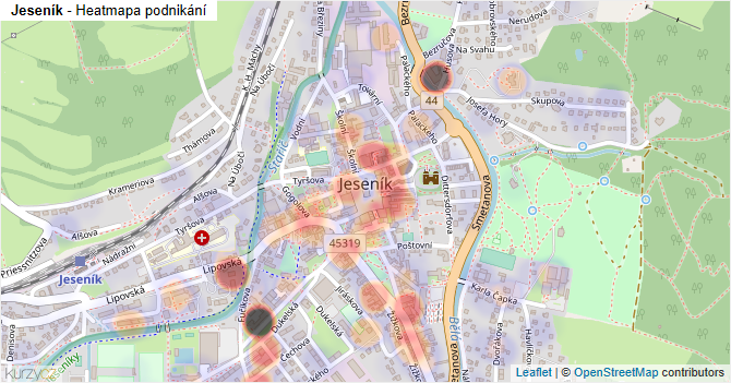 Jeseník - mapa podnikání
