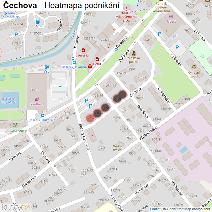 Mapa Čechova - Firmy v ulici.
