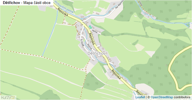 Dětřichov - mapa části obce