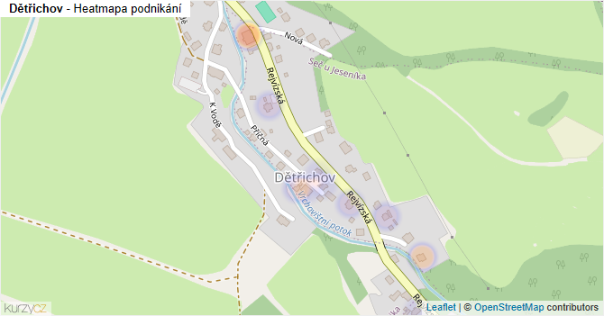 Dětřichov - mapa podnikání