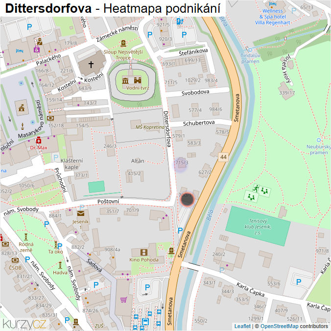 Mapa Dittersdorfova - Firmy v ulici.