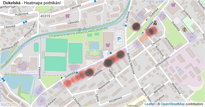 Dukelská - mapa podnikání