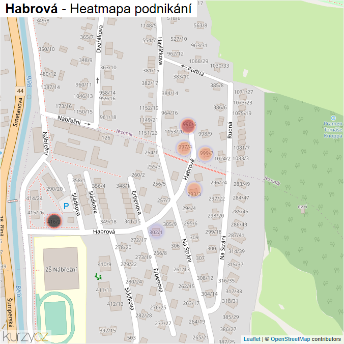Mapa Habrová - Firmy v ulici.