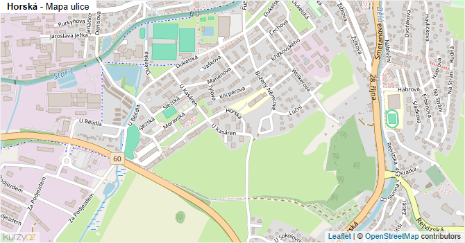 Horská - mapa ulice