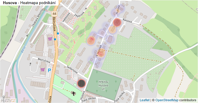 Husova - mapa podnikání