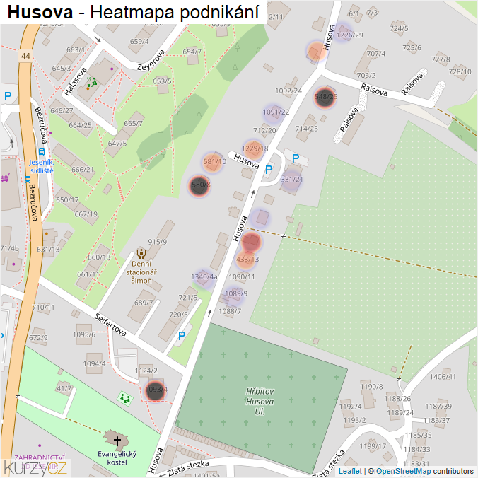 Mapa Husova - Firmy v ulici.