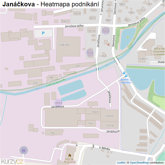 Mapa Janáčkova - Firmy v ulici.