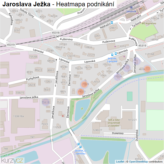 Mapa Jaroslava Ježka - Firmy v ulici.
