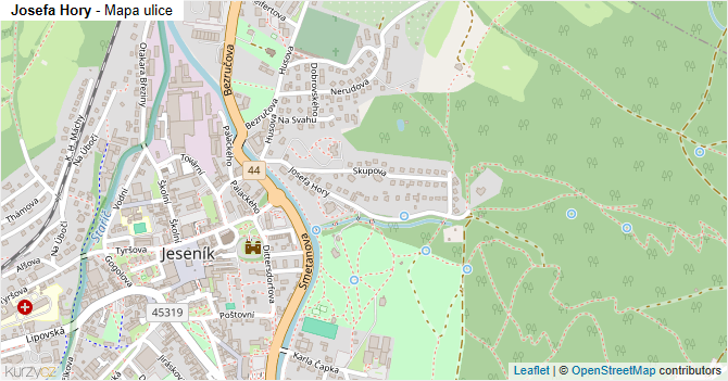 Josefa Hory - mapa ulice