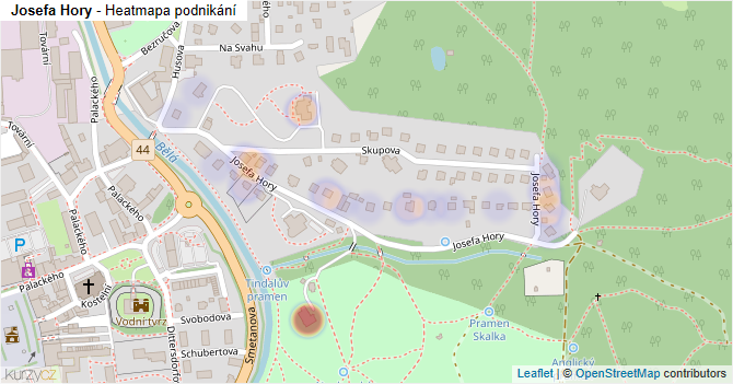 Josefa Hory - mapa podnikání