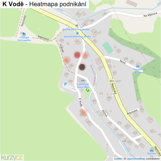 Mapa K Vodě - Firmy v ulici.