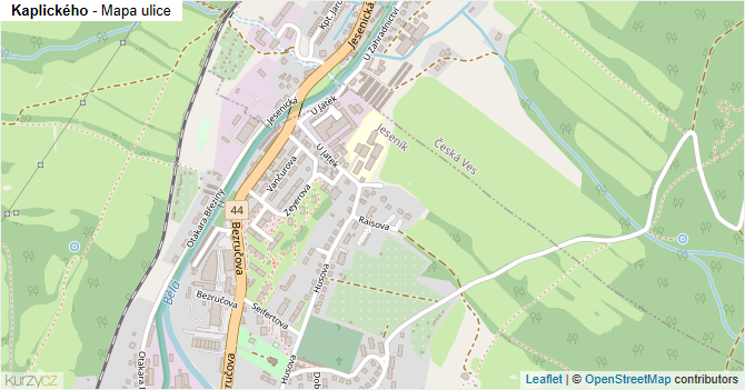 Kaplického - mapa ulice