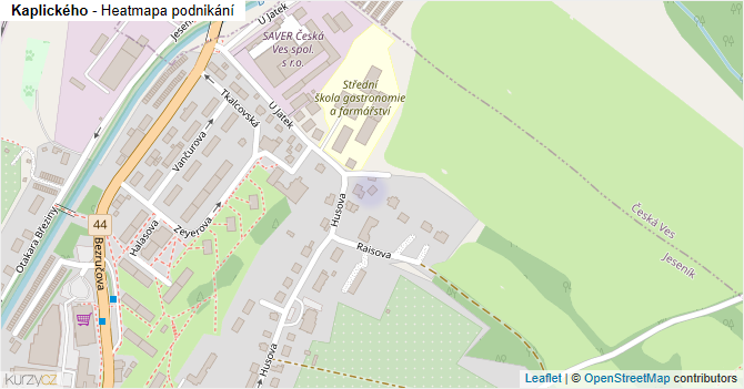 Kaplického - mapa podnikání