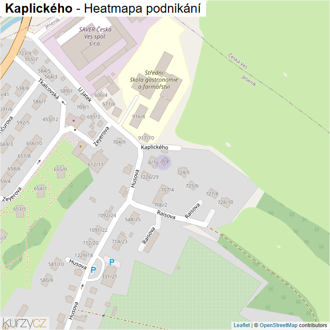 Mapa Kaplického - Firmy v ulici.