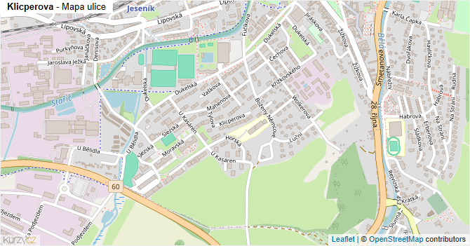 Klicperova - mapa ulice