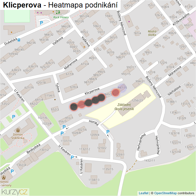 Mapa Klicperova - Firmy v ulici.