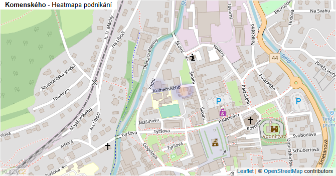 Komenského - mapa podnikání