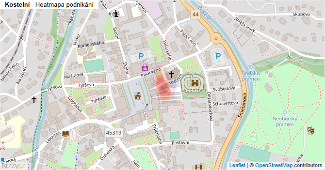Kostelní - mapa podnikání