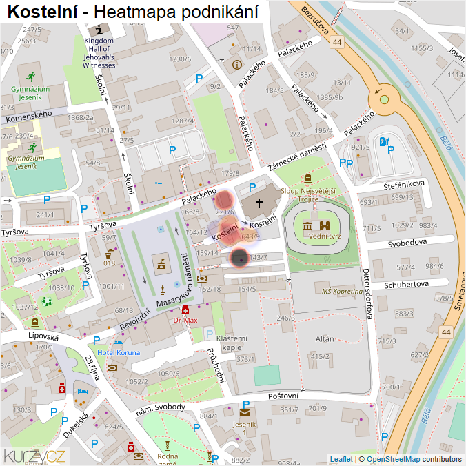 Mapa Kostelní - Firmy v ulici.