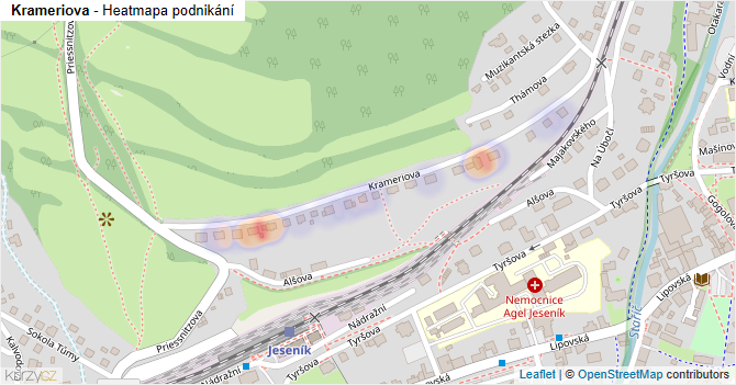 Krameriova - mapa podnikání