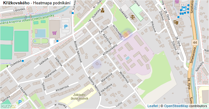 Křižkovského - mapa podnikání