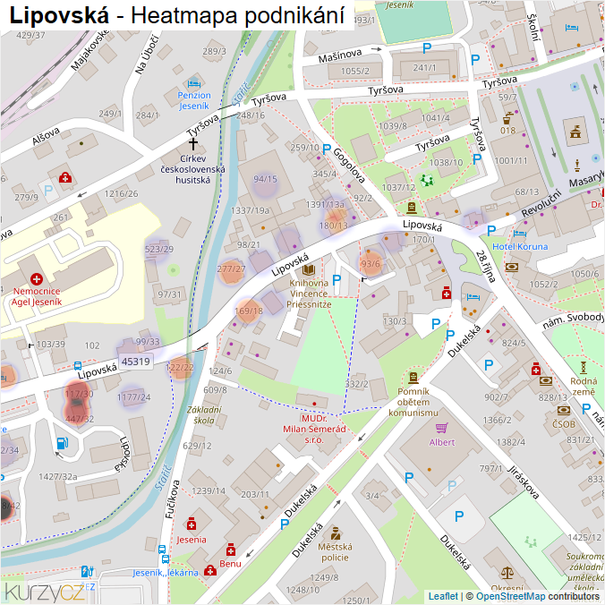 Mapa Lipovská - Firmy v ulici.