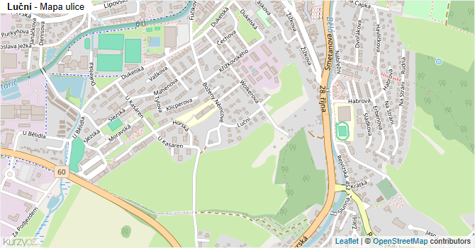 Luční - mapa ulice